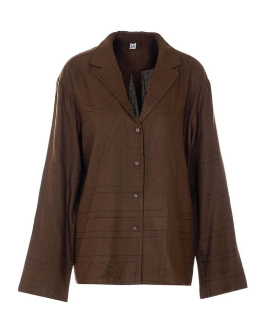 Totême Brown Totême Long Sleeved Buttoned Shirt