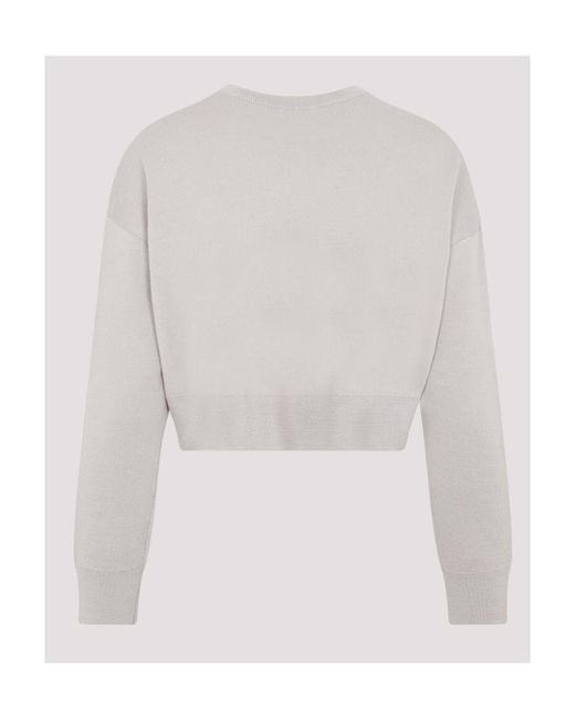 Max Mara White Logo Intarsia Crewneck Jumper