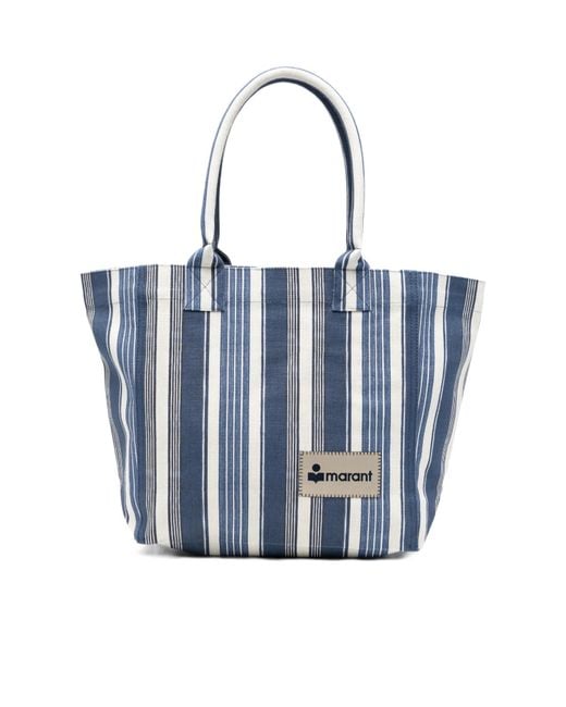 Isabel Marant Blue Small Yenky Striped Tote Bag