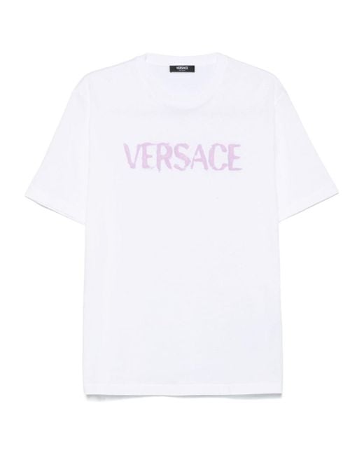 Versace White Logo-Print T-Shirt for men