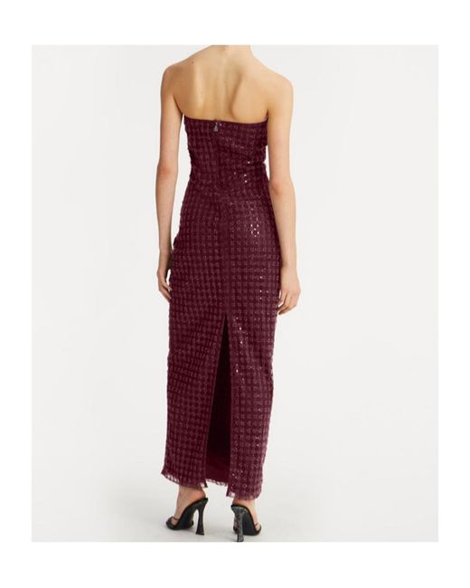 ROTATE BIRGER CHRISTENSEN Purple Beaded Tube Top Dress