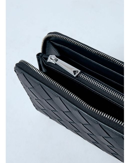 Bottega Veneta Blue Intrecciato Zip Around Wallet for men