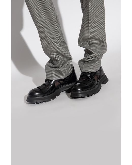 McQueen Black Lace-Up Derby Shoes