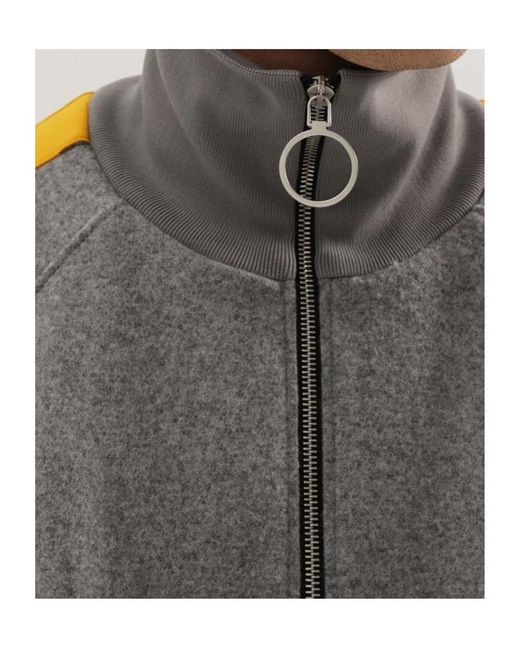 1989 STUDIO Gray Contrast Trim Zip-Up Coat for men