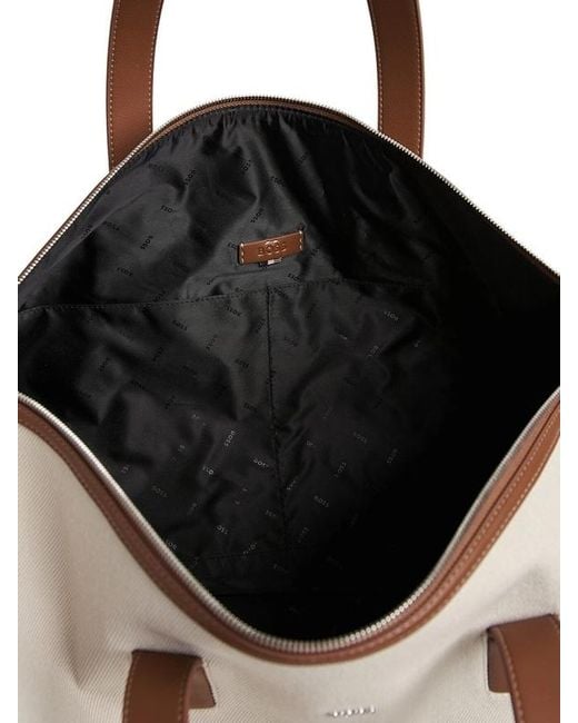 Boss Natural Leather-Trim Holdall Bag for men