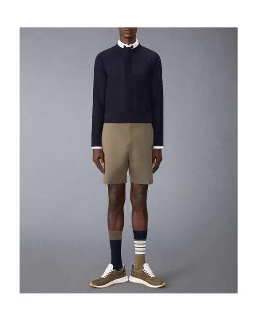 Thom Browne Blue Open-Knit Crewneck Jumper for men