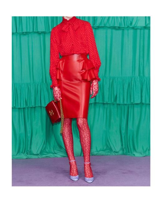 Valentino Red Flower Lace Tights