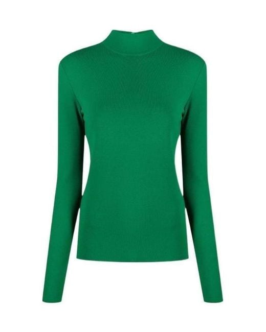 Stella McCartney Green Roll-Neck Compact-Knit Jumper