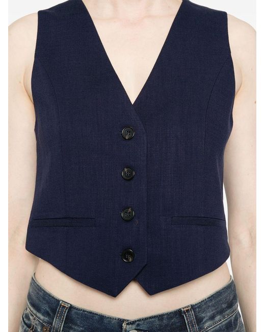 MSGM Blue Slub-Texture Waistcoat