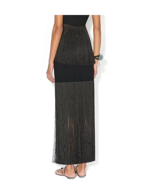 Alaïa Black Fringed Maxi Skirt