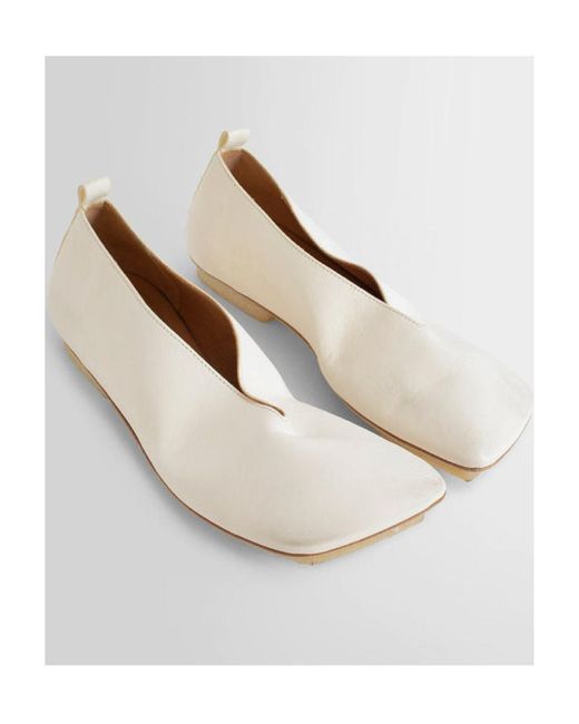 Uma Wang White Asymmetric-Toe Leather Ballerina Shoes