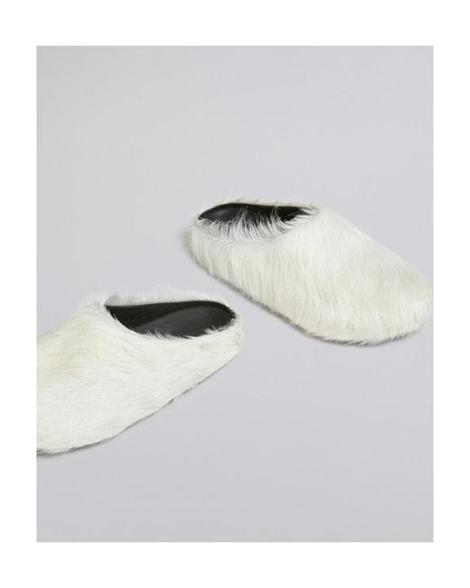 Marni White Round Toe Slip-On Slippers for men