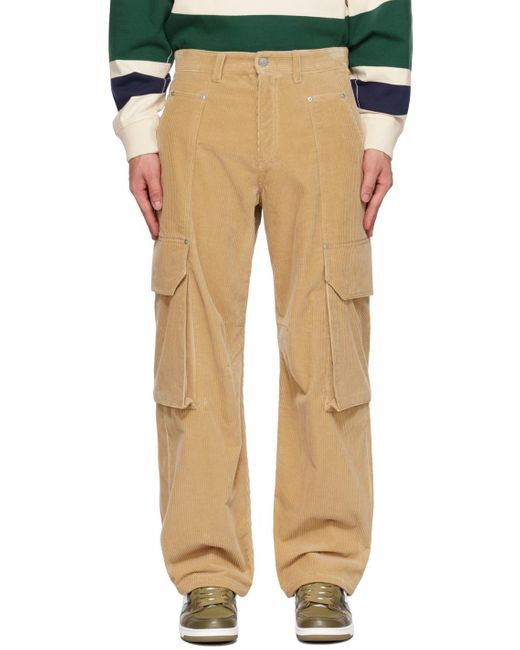 Palm Angels Natural Carrot Fit Corduroy Cargo Pants for men