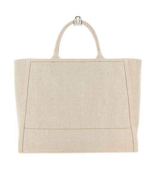Prada Natural Logo-Appliqué Large Top Handle Bag