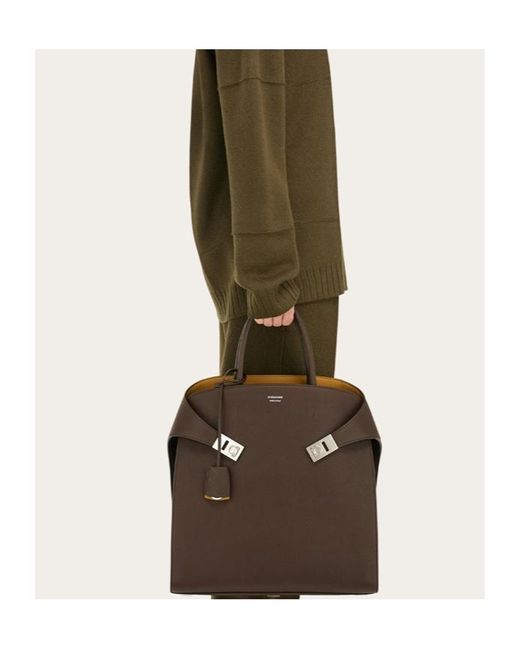 Ferragamo Brown Ferragamo Hug Tote Bag