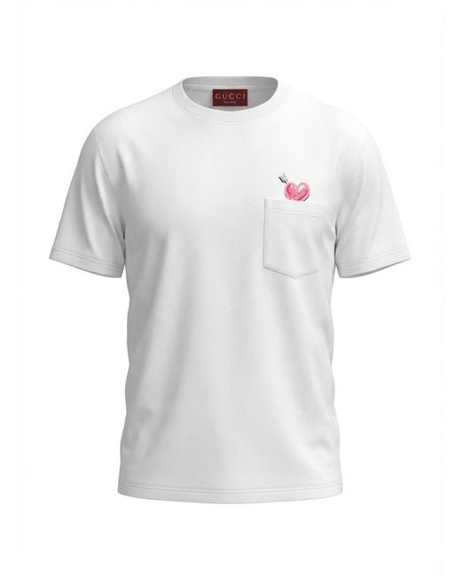 Gucci White Cotton Jersey T-Shirt With Print