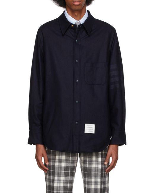 Thom Browne Blue 4-Bar Shirt Jacket for men