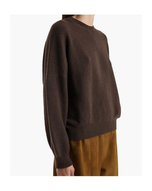 Khaite Brown Crewneck Drop Shoulder Jumper