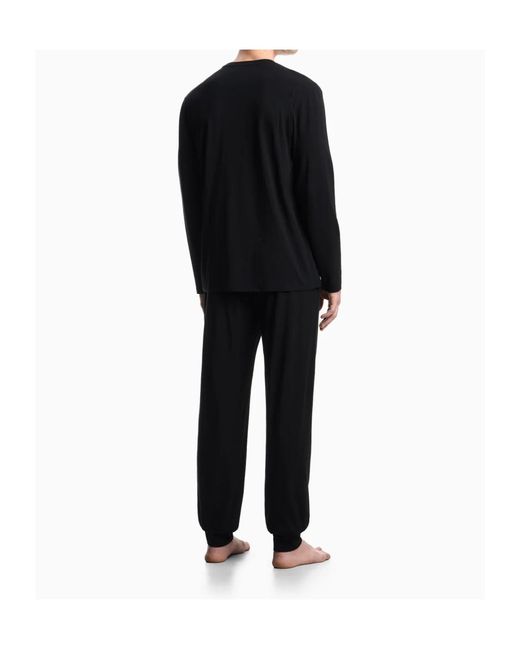 Emporio Armani Black Logo-Detail Pyjama Set for men