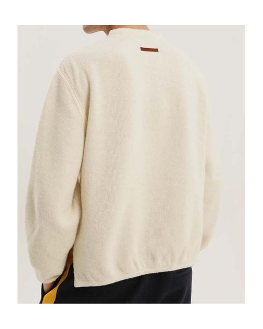 1989 STUDIO White Cut Knit Crewneck Sweater for men