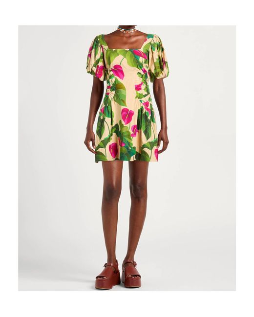 Farm Rio Green Short-Sleeved Dress