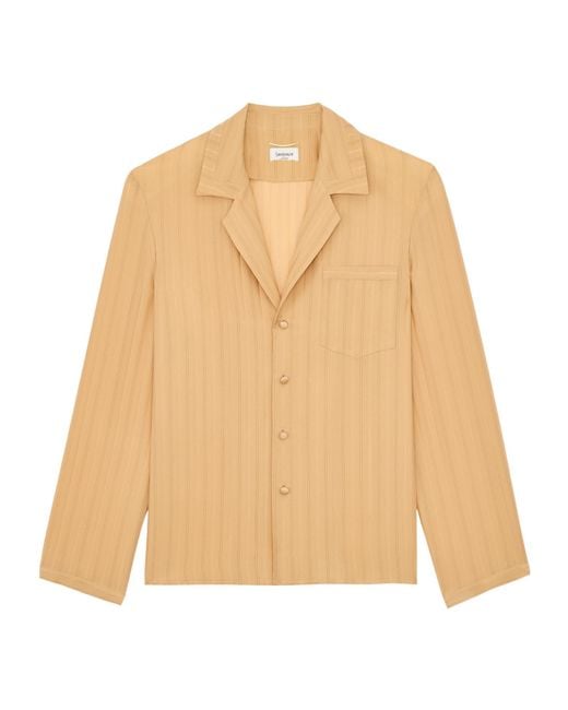 Saint Laurent Natural Striped Button-Up Pajama Top