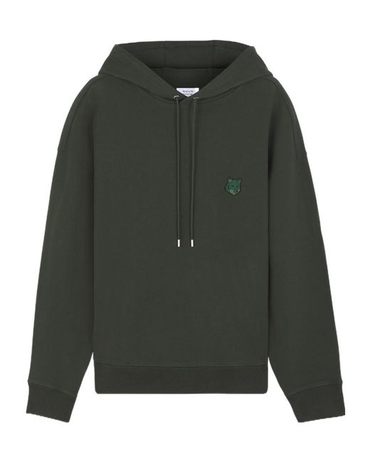 Maison Kitsuné Green Maison Kitsuné Bold Fox Head Patch Drawstring Hoodie for men