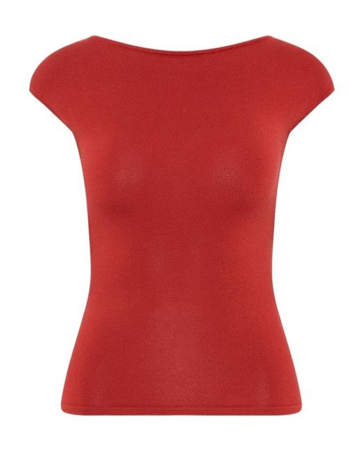 St. Agni Red Backless Knit Top