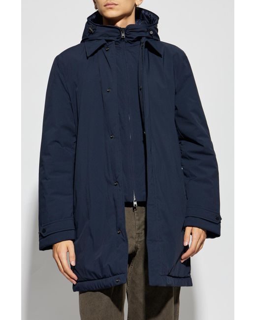 Woolrich Blue Removable Hooded Jacket for men