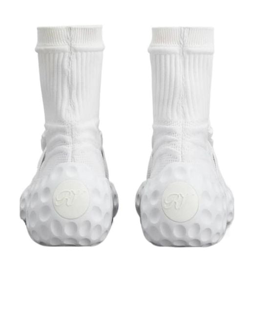 Roger Vivier White Viv' Run Light Socks Strass Buckle Ankle Boots