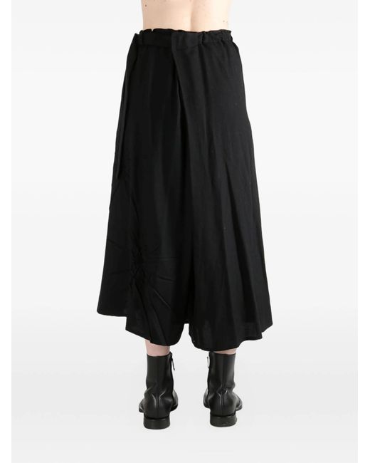 Yohji Yamamoto Black Wrap-Design Sunburst-Pleat Skirt