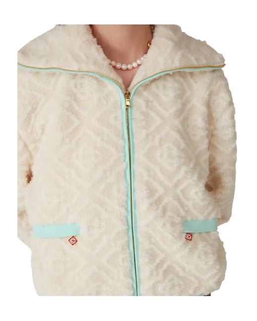 Casablanca White Monogram Jacquard Fleece Jacket