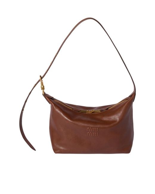 Miu Miu Brown Spirit Nappa Leather Bag