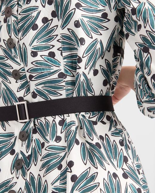 Prada Gray Printed Pongé Dress