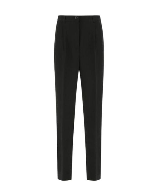 Tory Burch Black Front-Pleat Trousers
