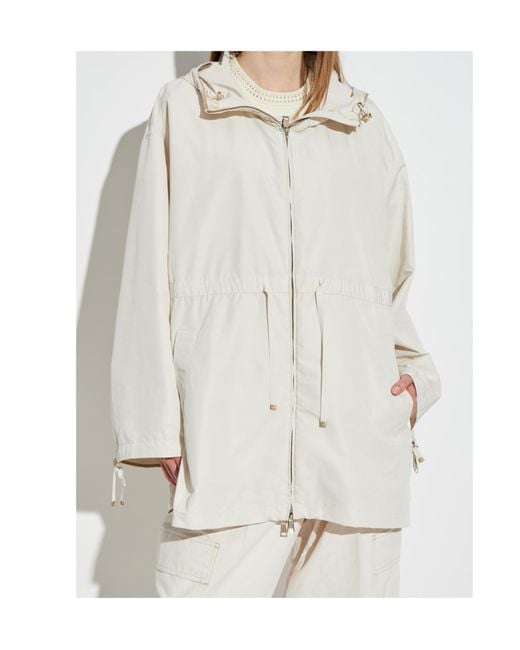 Moncler White Saverne Drawstring Zip-Up Parka