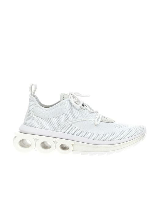 Ferragamo White Logo Sports Shoes