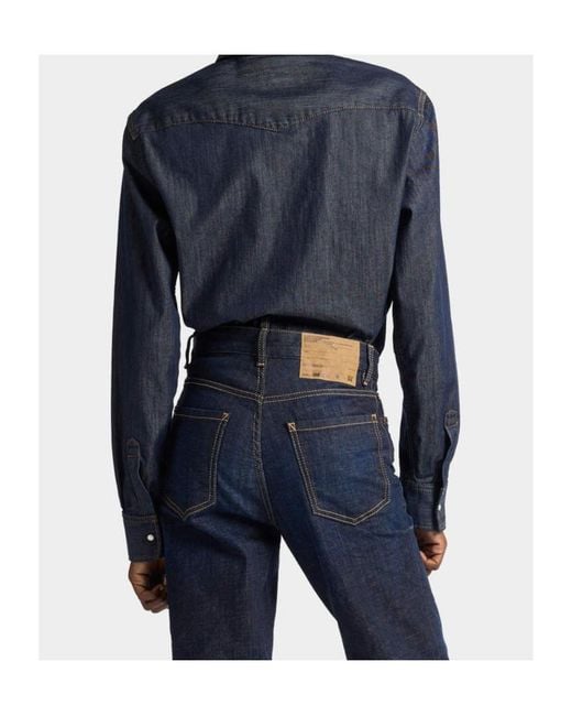 DSquared² Blue Dark-Shirting Western Shirt