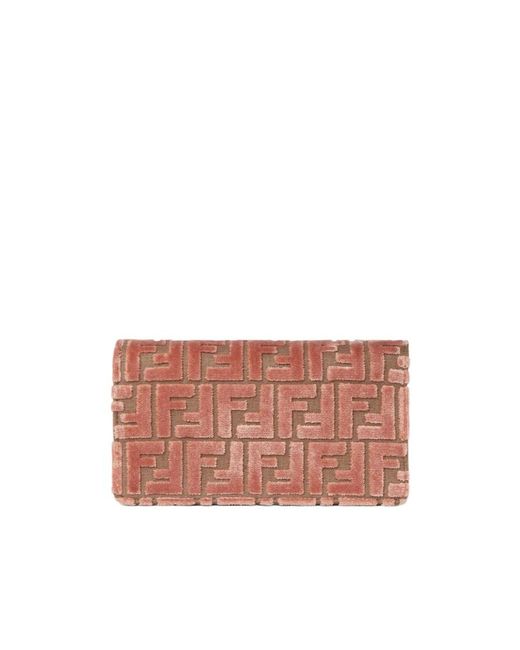 Fendi Pink Baguette Chained Wallet