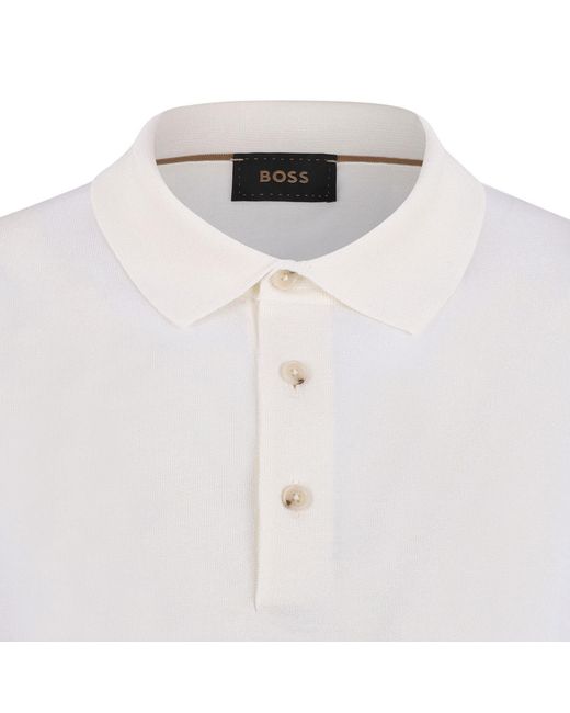 Boss White Collared Short-Sleeved Polo Shirt for men