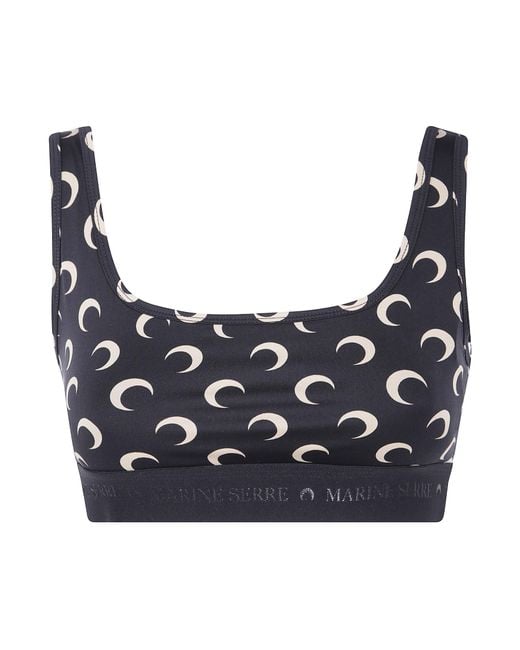 MARINE SERRE Blue Moon-Printed Sleeveless Sports Bra