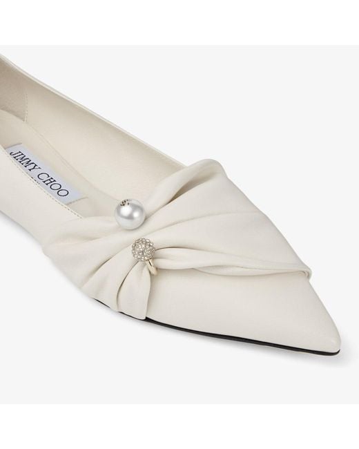 Jimmy Choo White Raffi Ballet Flats