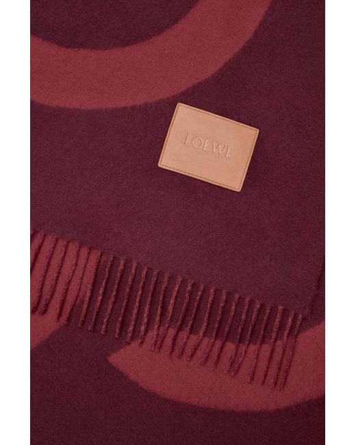 Loewe Red Anagram Jacquard Blanket for men