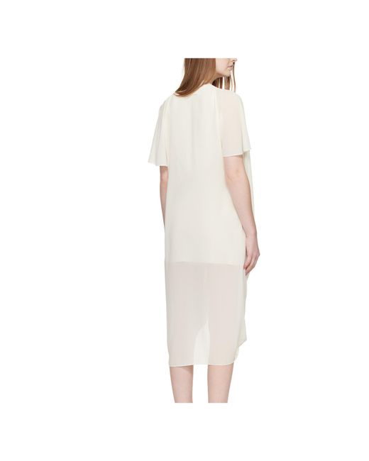 MM6 by Maison Margiela White V-Neck Draped Midi Dress