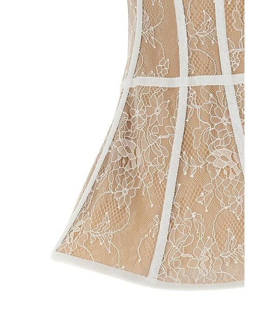 GIUSEPPE DI MORABITO Natural Sleeveless Lace Top