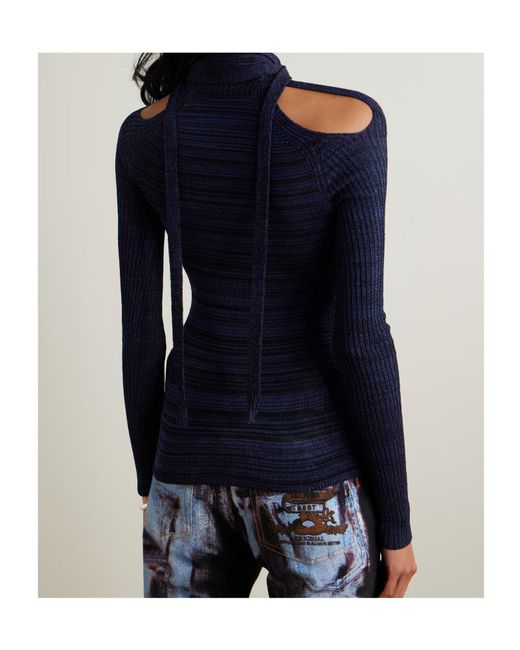 Y. Project Blue Scarf-Detailed Knit Top