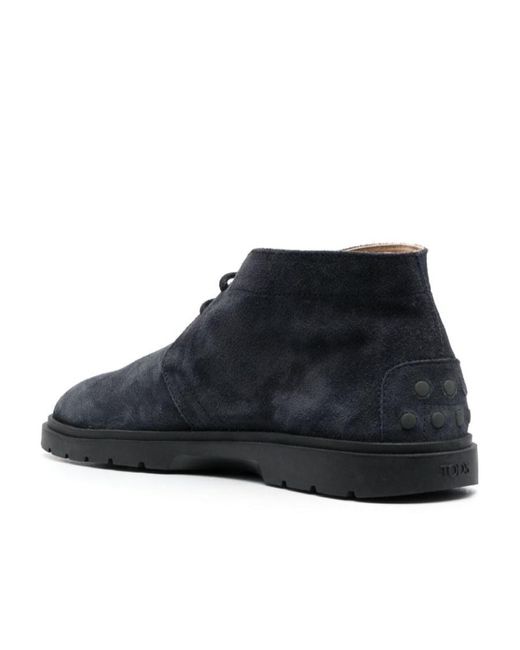 Tod's Blue Round Toe Ankle Boots for men