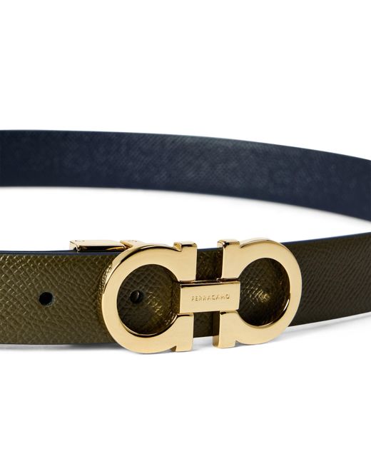 Ferragamo White Solid Color Leather Belt