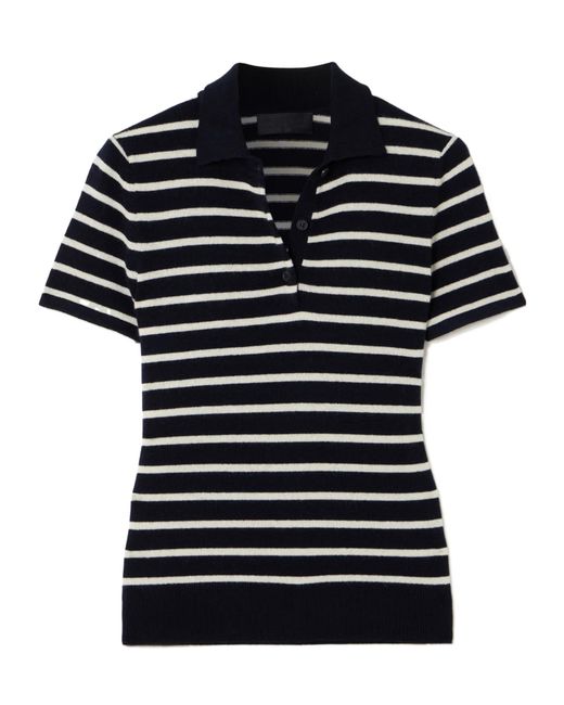 Nili Lotan Black Leanna Striped Cashmere Polo Sweater