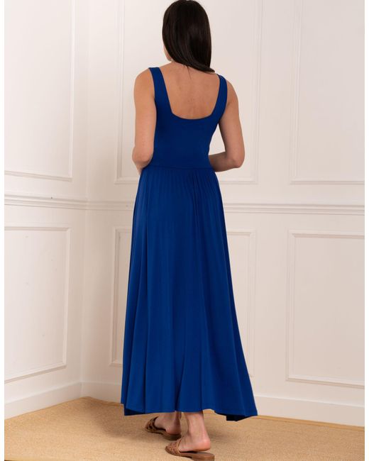 Seraphine Blue Jersey Bamboo Strap Midi Dress